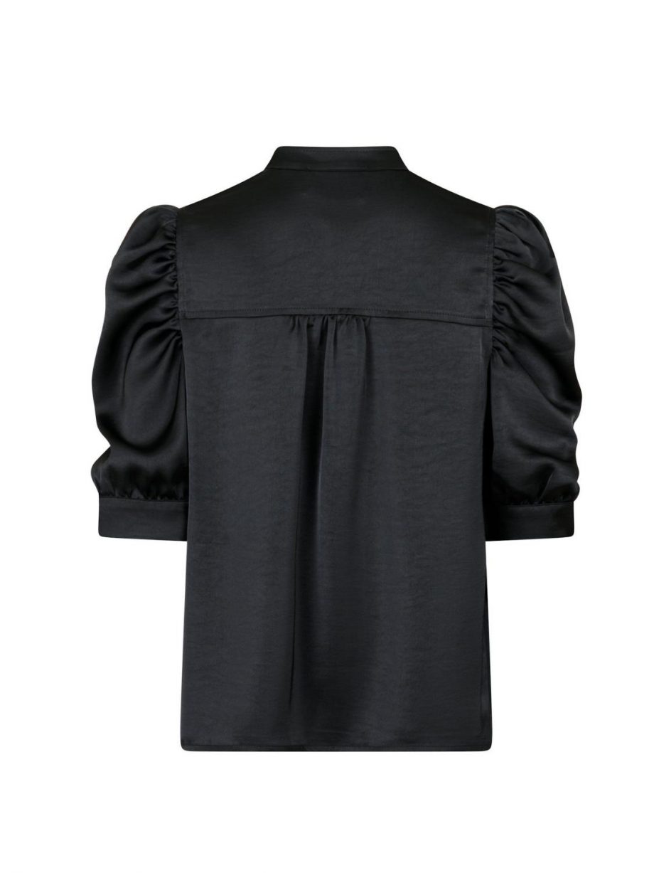 Roella Satin Blouse - Black
