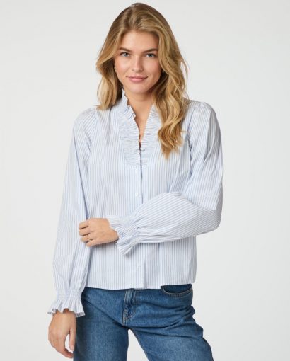 Brielle stripe shirt - White/light blue