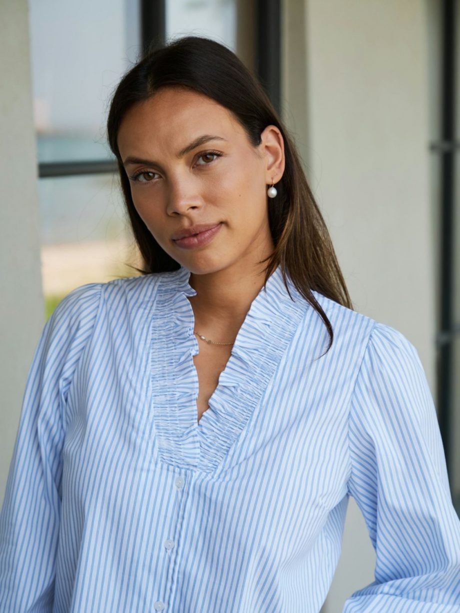 Brielle stripe shirt - White/light blue
