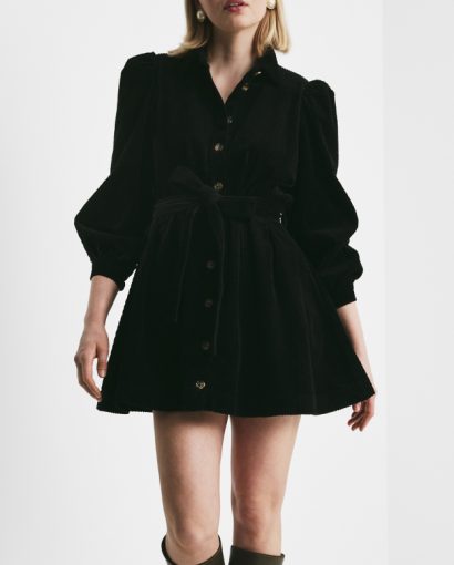 Corduroy mini dress - Black