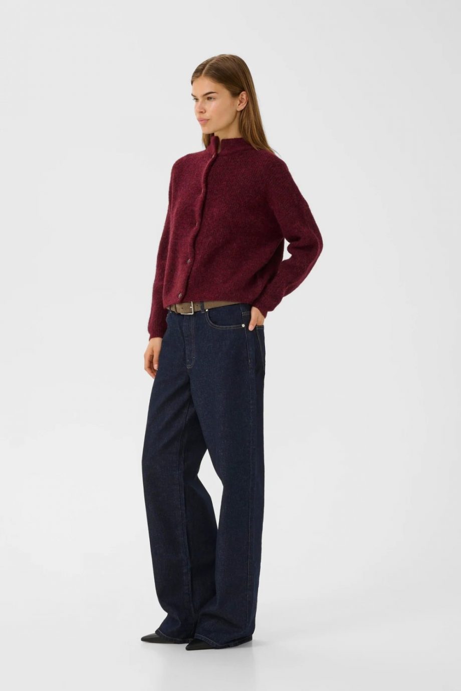 Alpha short cardigan - Blood red melange