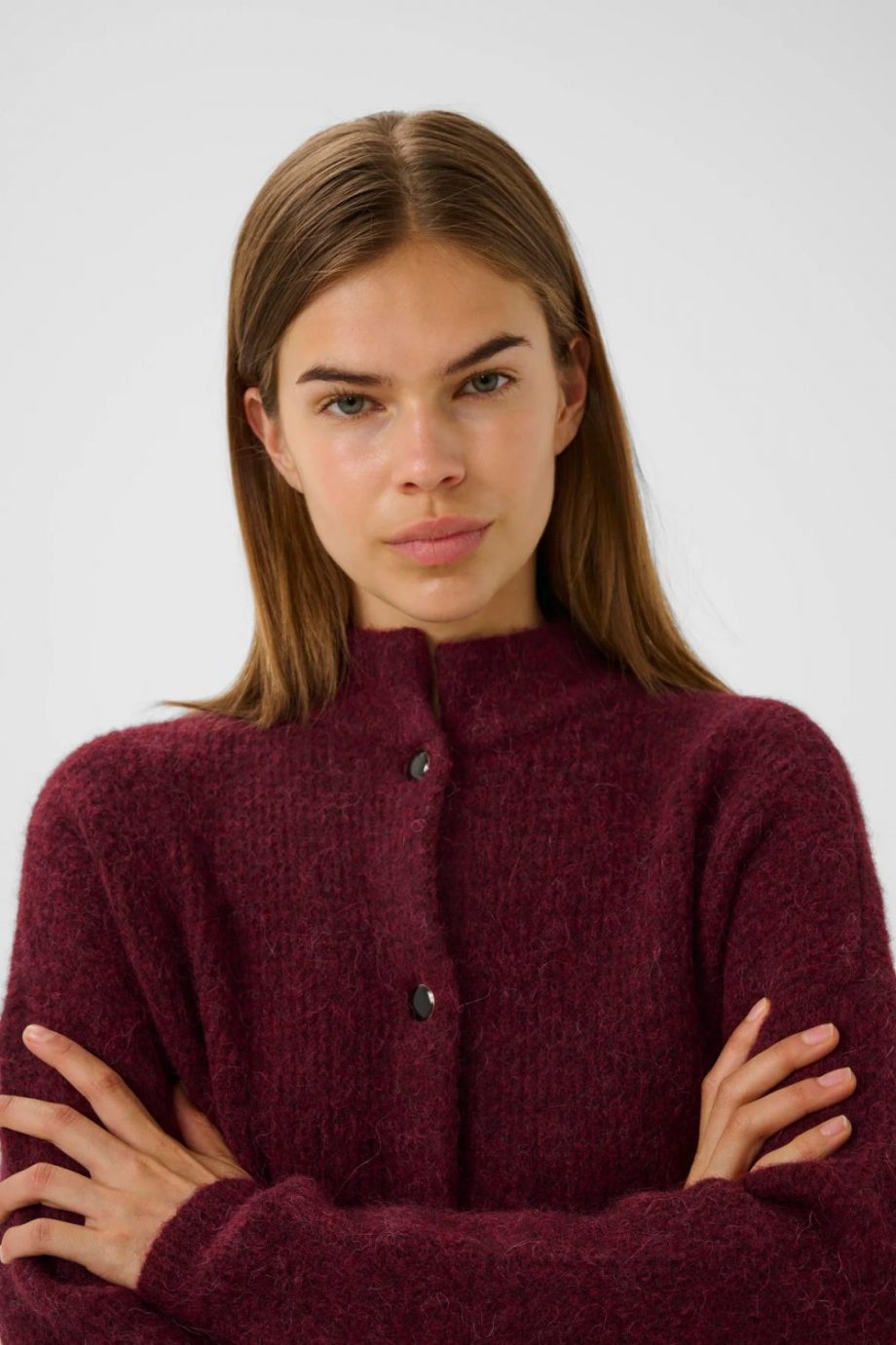 Alpha short cardigan - Blood red melange
