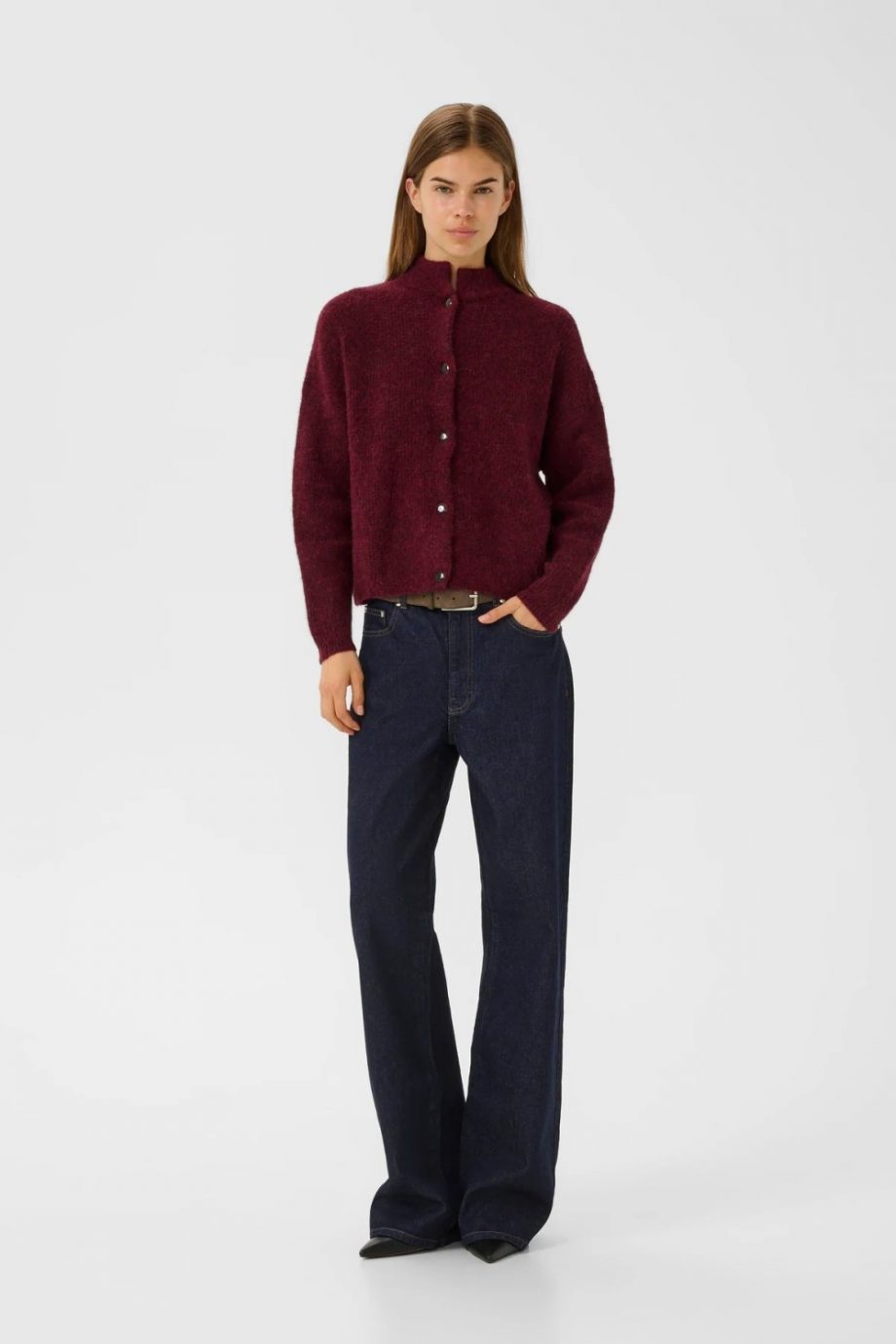 Alpha short cardigan - Blood red melange
