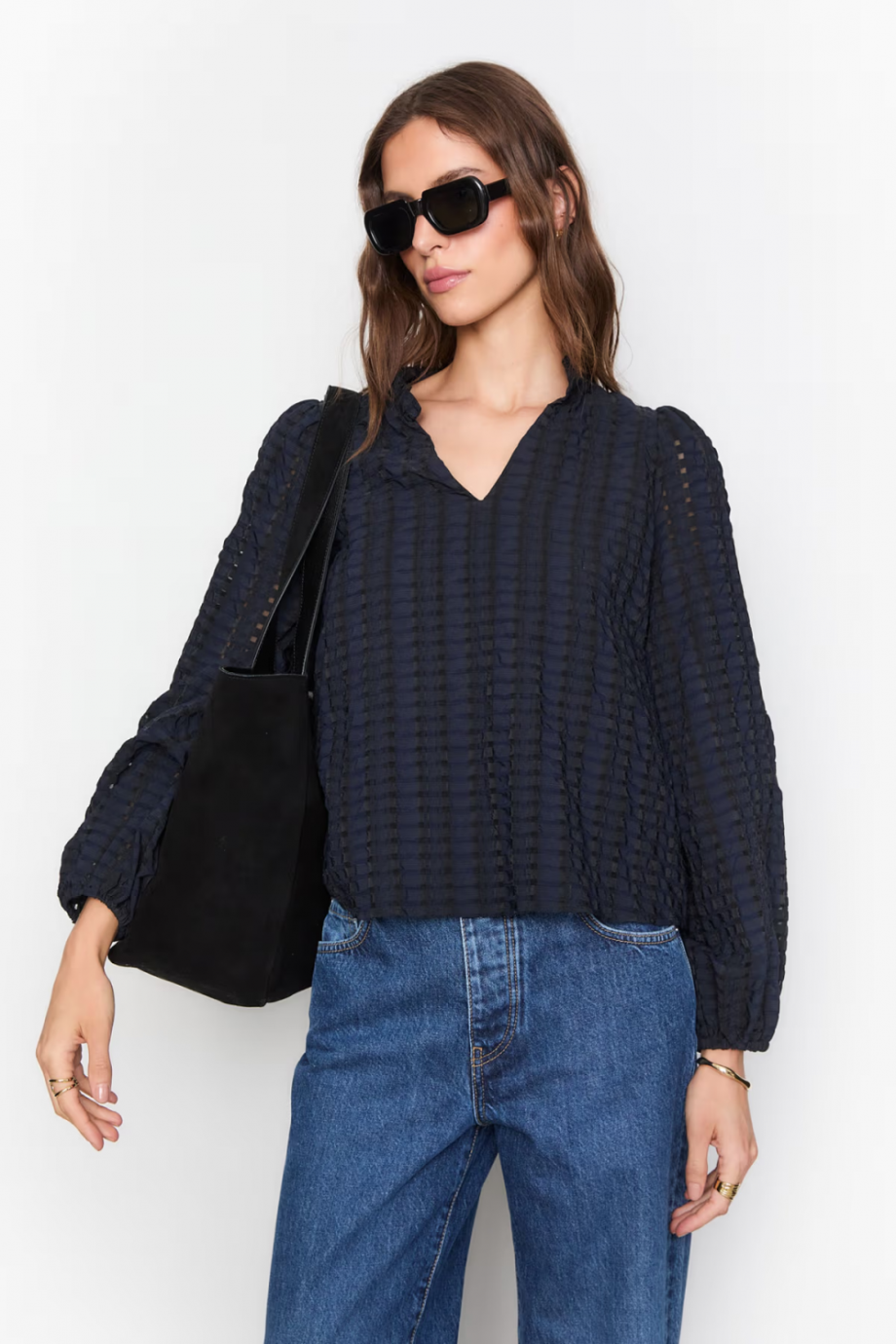 Lucille tote bag Large - Black suede