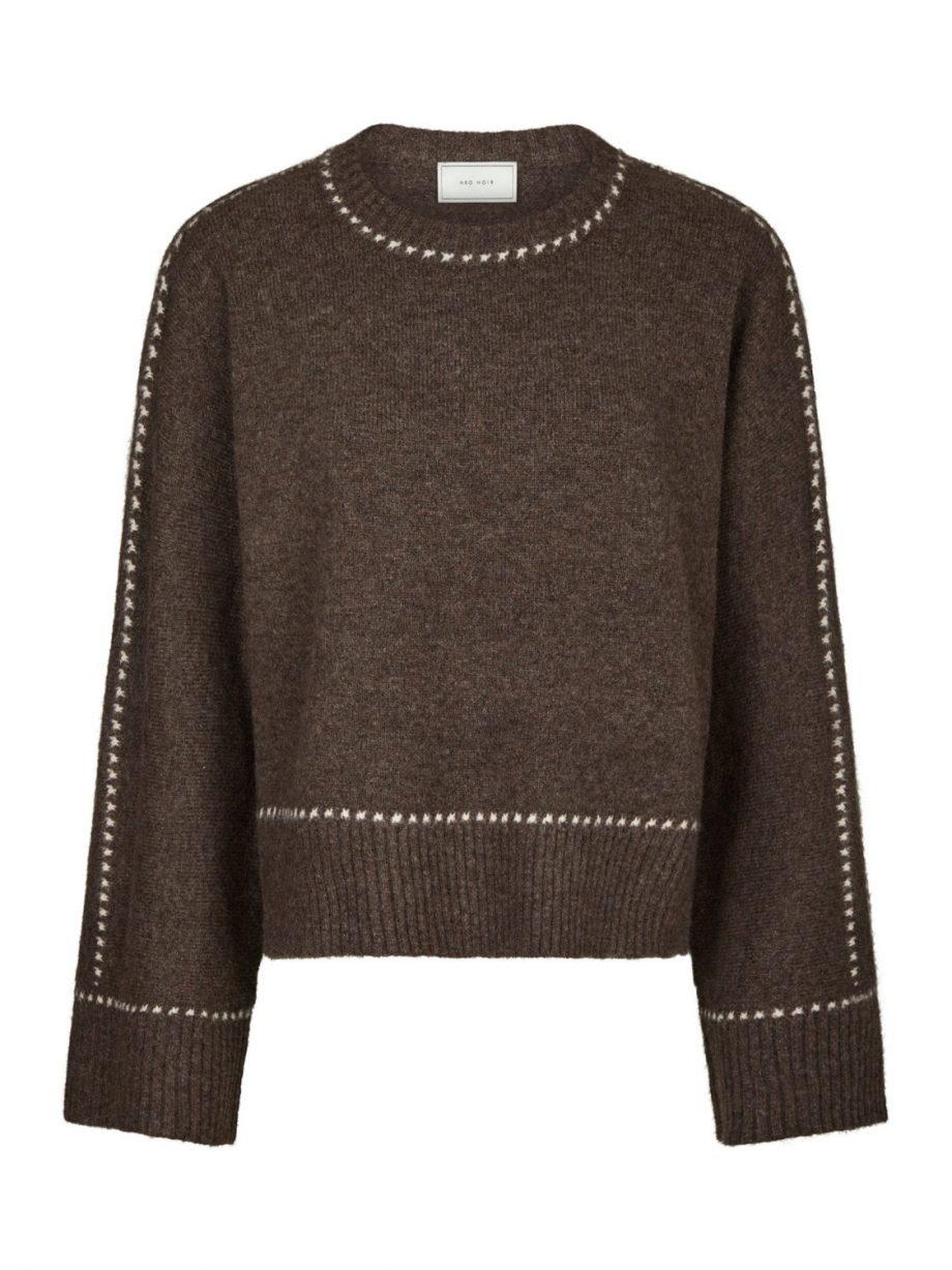 Roeme knit stitch blouse - Brown melange