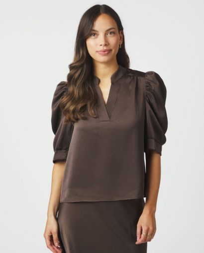 Roella satin blouse - Dark brown