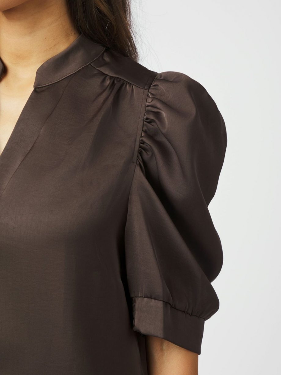 Roella satin blouse - Dark brown