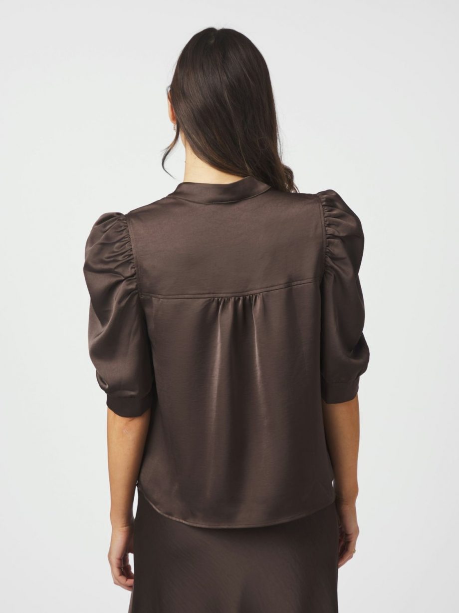 Roella satin blouse - Dark brown