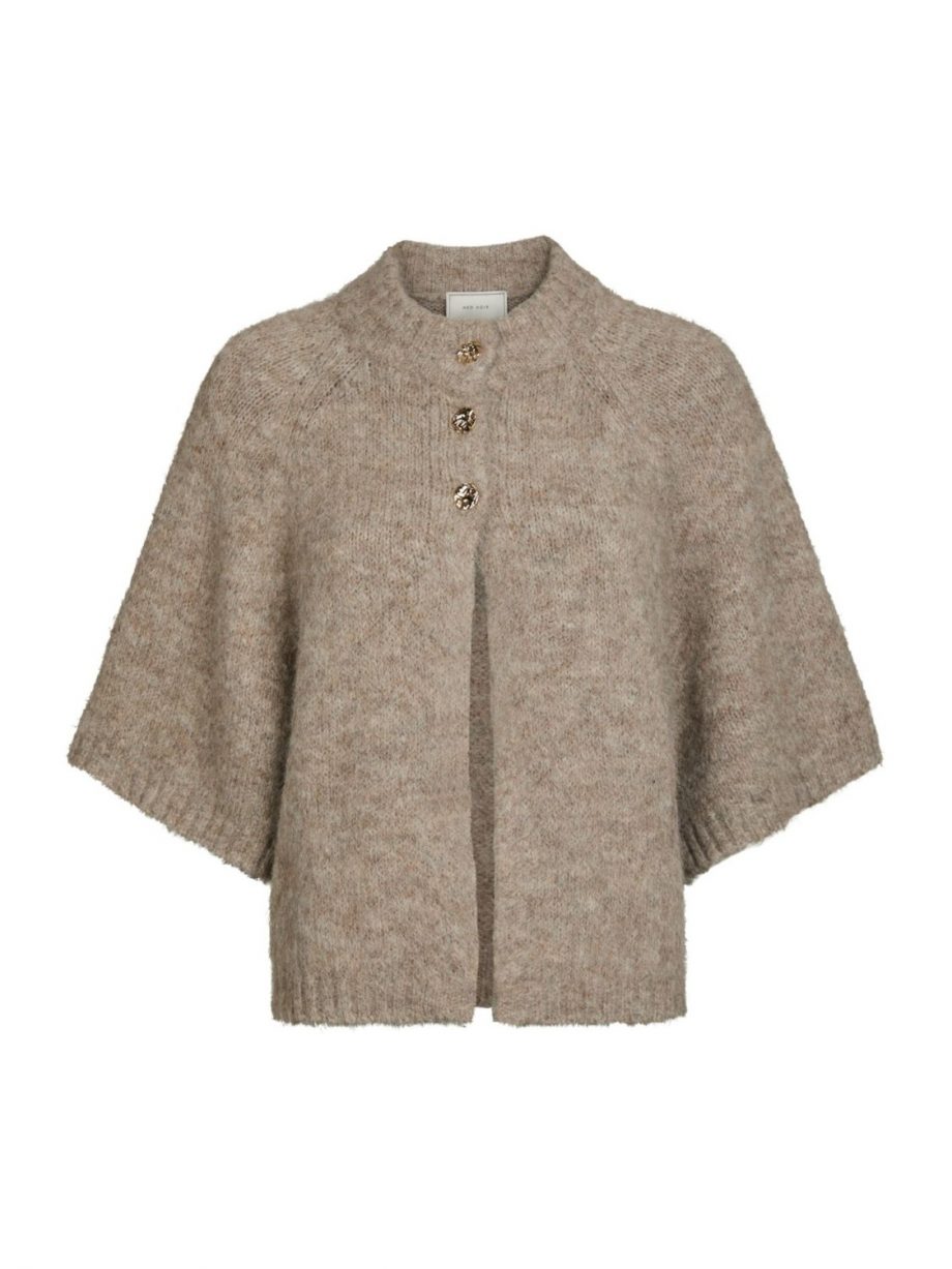 Benuta fluffy knit cardigan - Beige melange