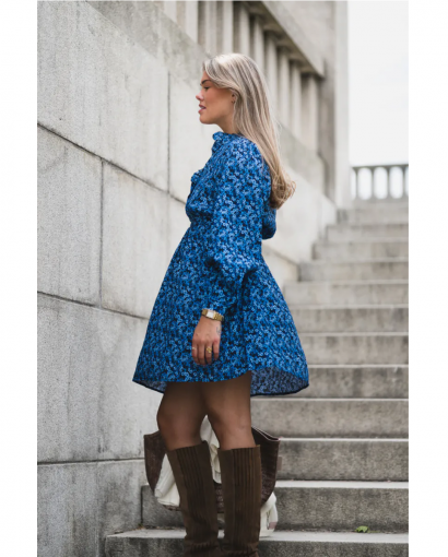 Astrid dress AOP - Blue iloite flowers
