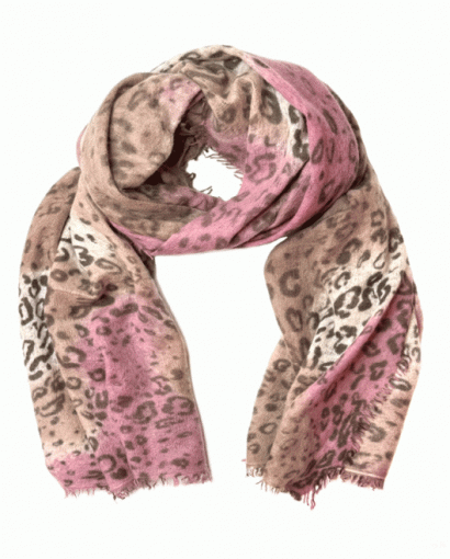 Lizard cashmere scarf - Beige/pink