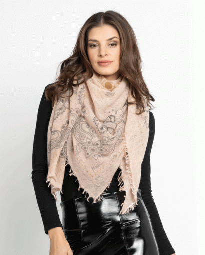 Milano cashmere scarf - Rose/grey
