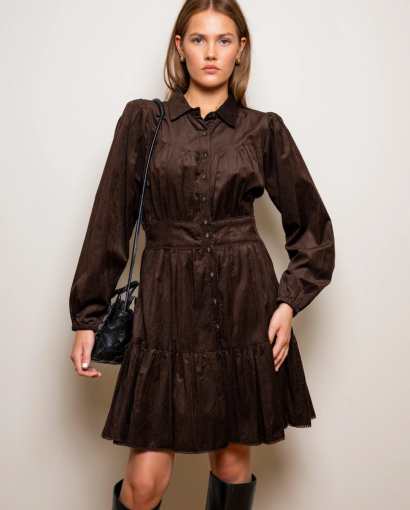 Vicky dress - Dark mocha corduroy