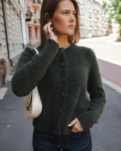 Ulla mohair cardigan - Harvest green