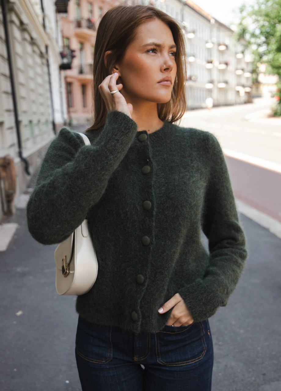 Ulla mohair cardigan - Harvest green