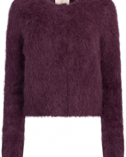 Hairy knit jacket - Burgundy