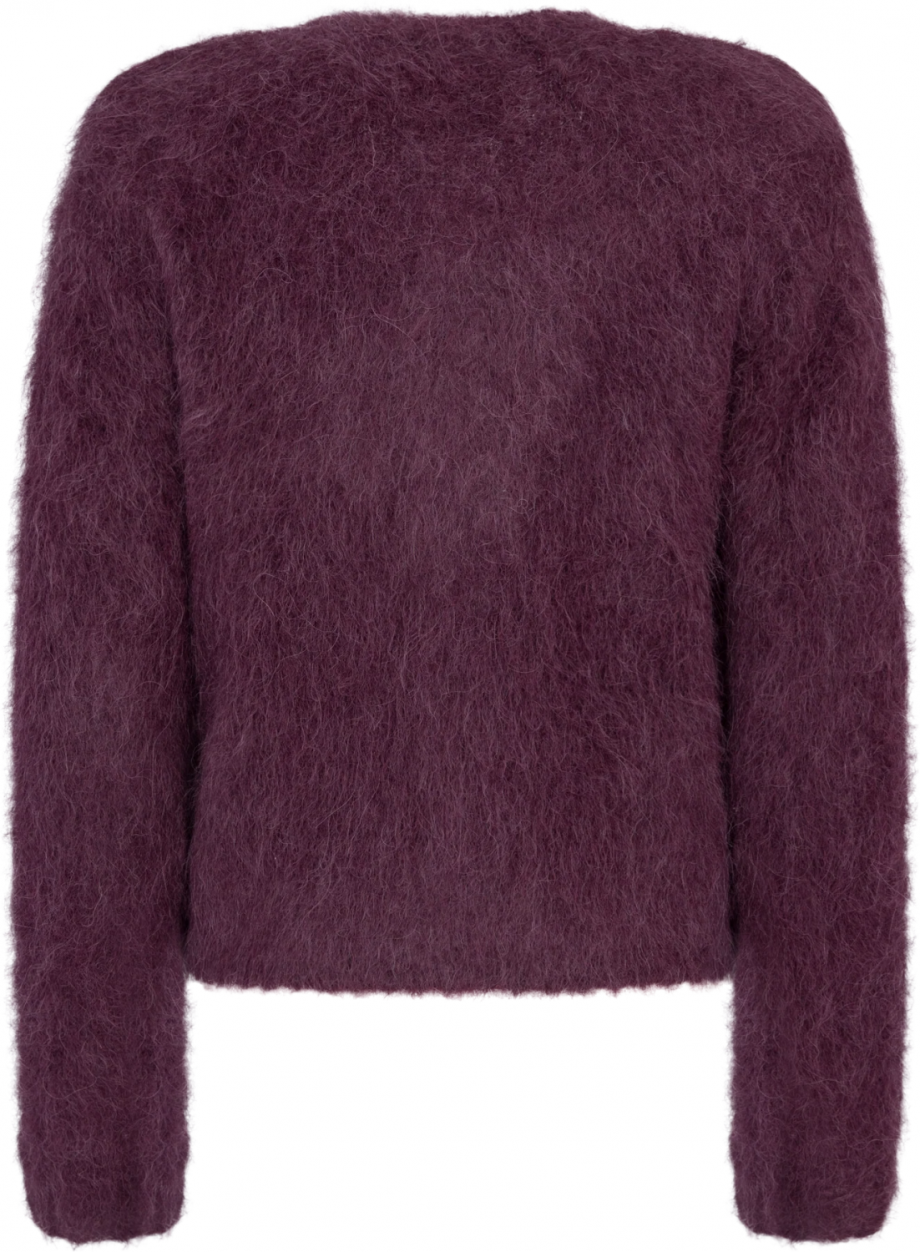 Hairy knit jacket - Burgundy