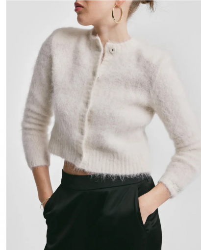 Hairy knit jacket - Off white