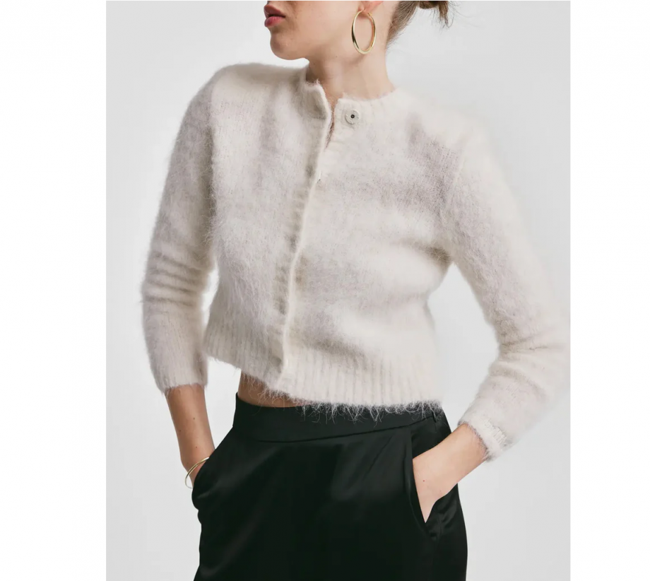 Hairy knit jacket - Off white