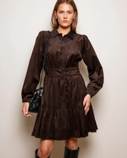 Vicky dress - Dark mocha corduroy