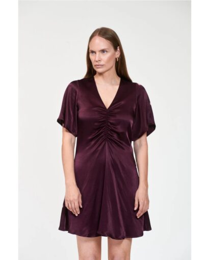 Lieben satin dress - Burgundy
