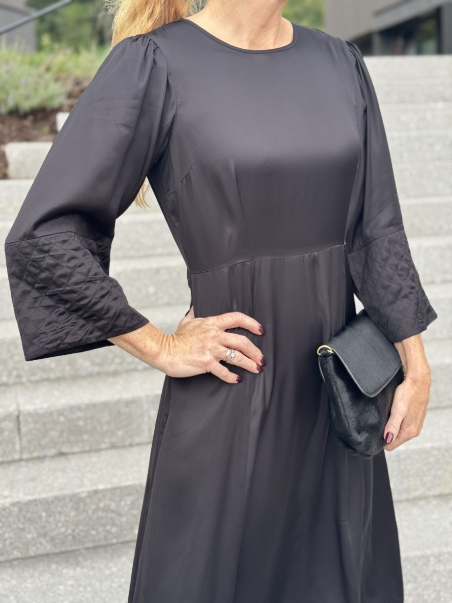 Satin smocking dress - Black