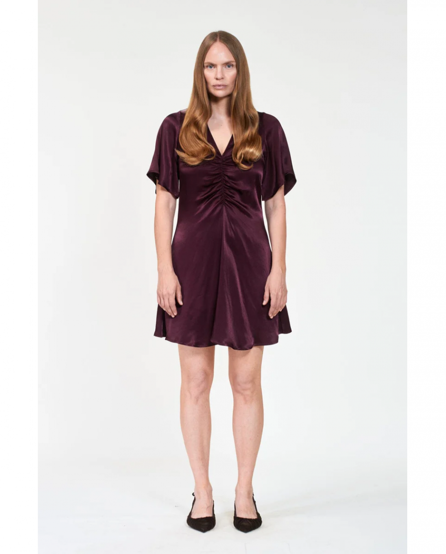 Lieben satin dress - Burgundy