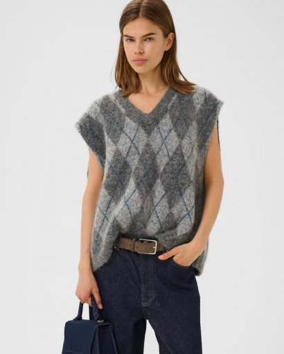 Sasi Vest - Check Dark Grey