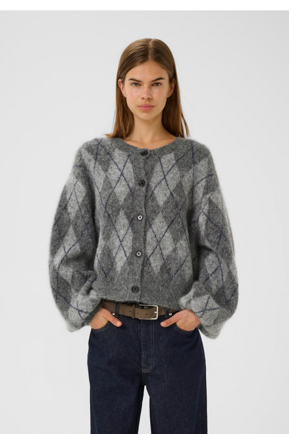 Sasi Cardigan - Check Dark Grey