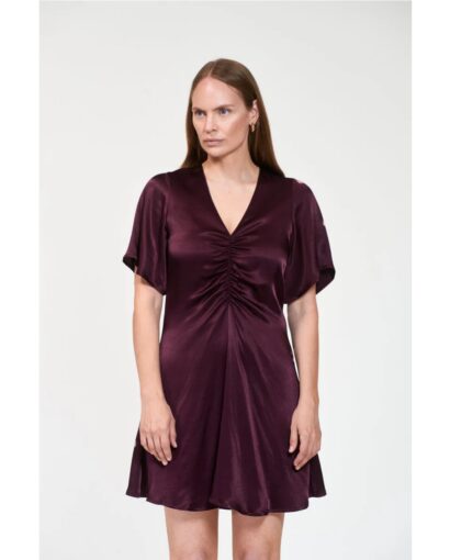 Lieben satin dress - Burgundy