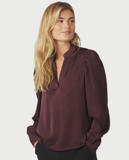 Rosslyn heavy sateen blouse - Burgundy