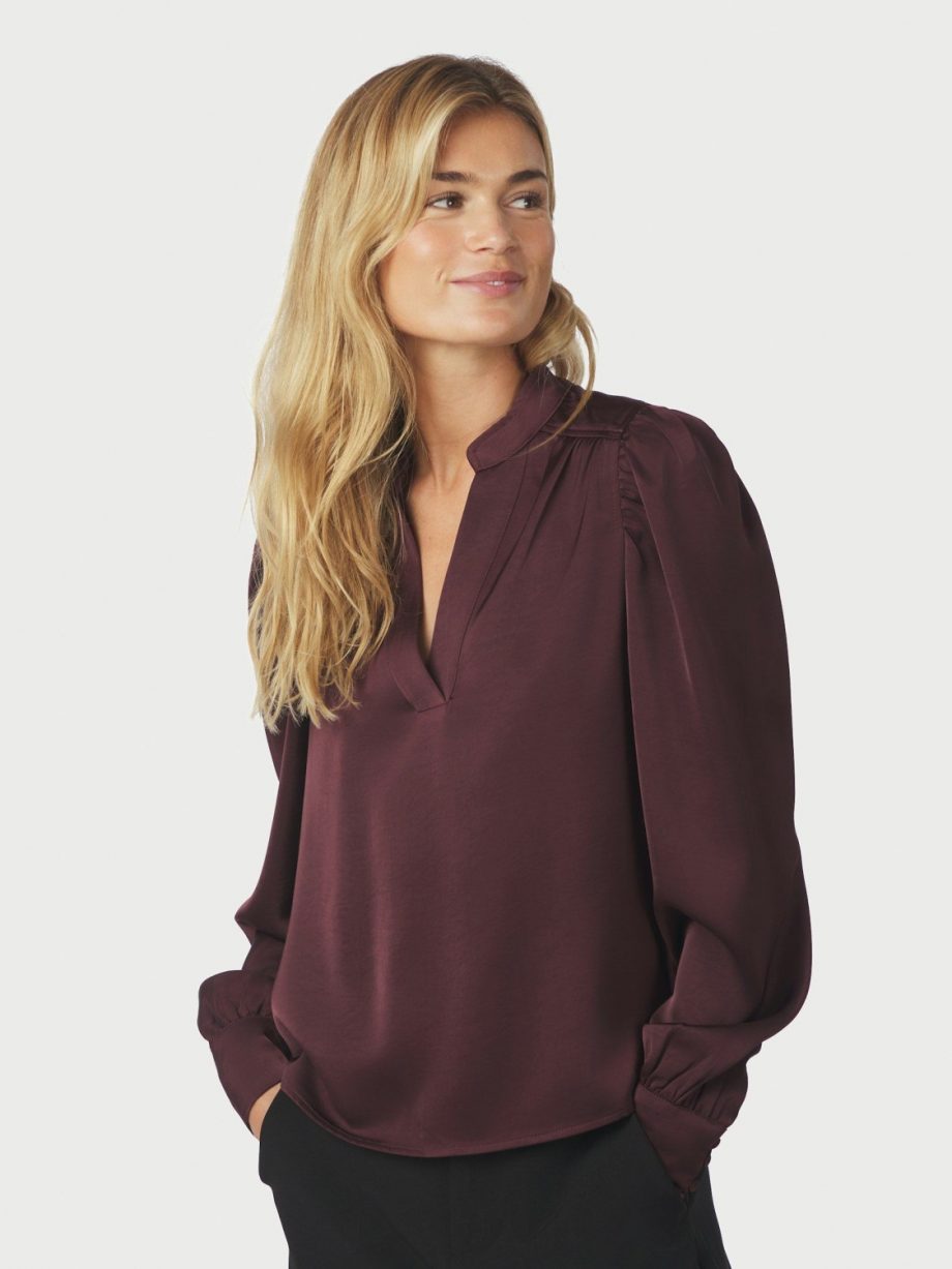 Rosslyn heavy sateen blouse - Burgundy