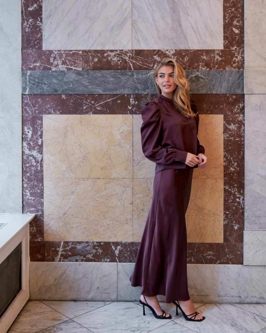 Rosslyn heavy sateen blouse - Burgundy