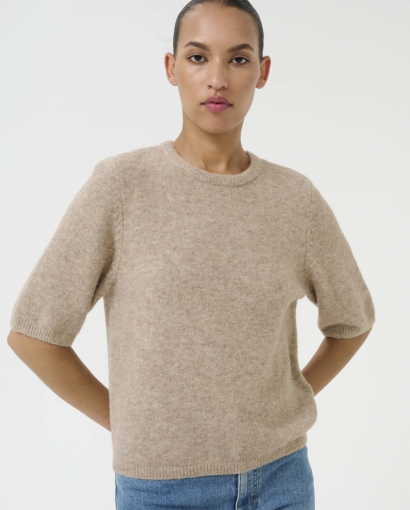 Alpha SS tee - Warm sand melange