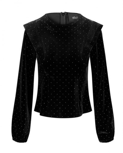 Kendra stud velour blouse - Black
