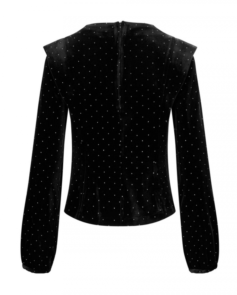 Kendra stud velour blouse - Black