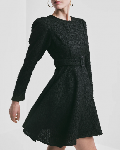 Boucle belt dress - Black