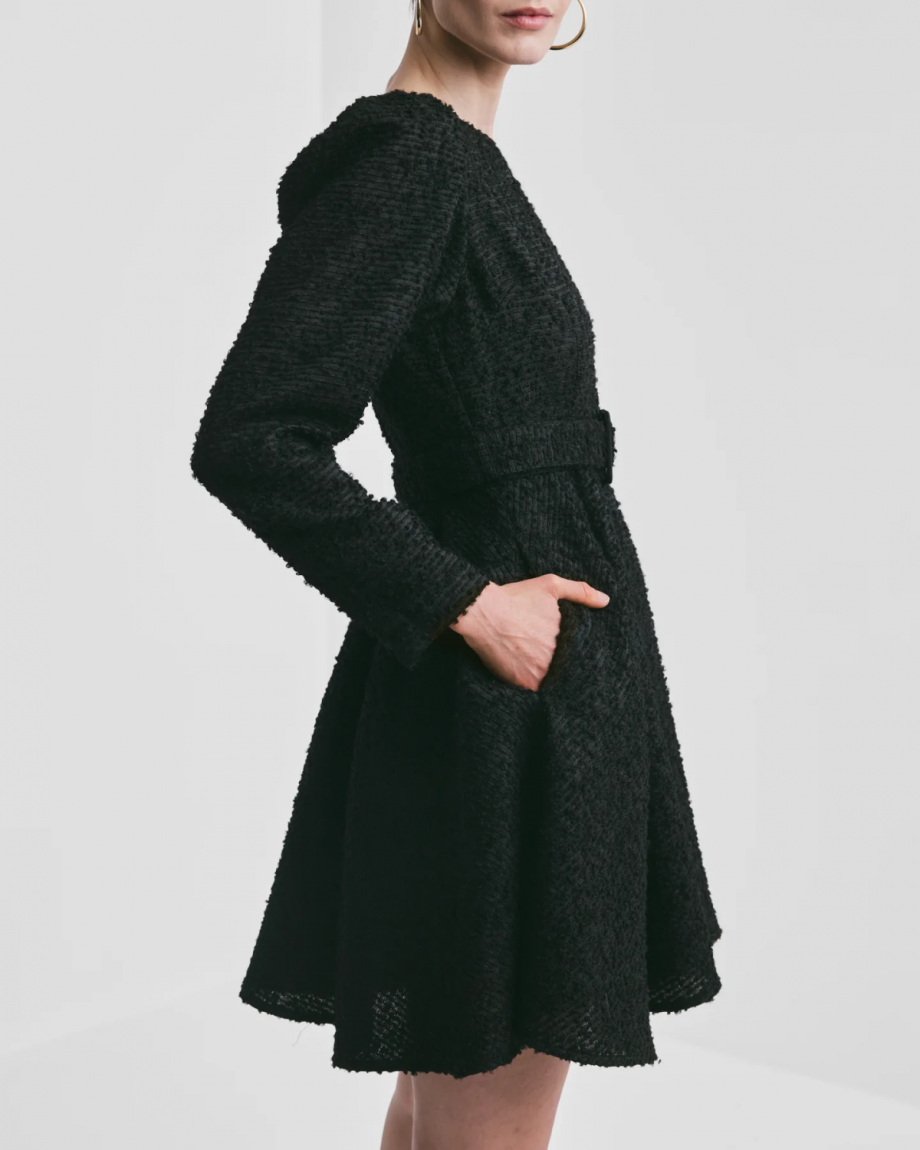 Boucle belt dress - Black