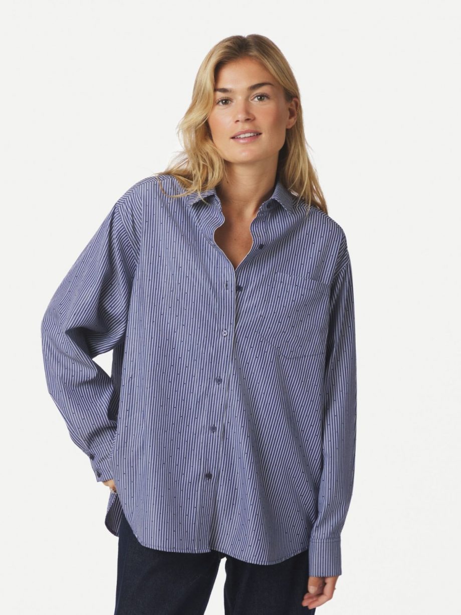 Dalma B stripe stone shirt - Midnight blue