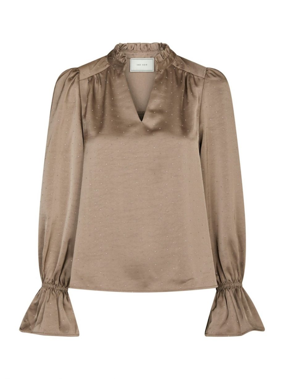 Amara Heavy sateen bedaz blouse - Dark taupe
