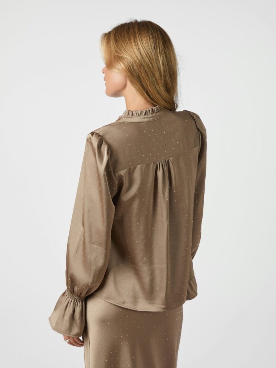 Amara Heavy sateen bedaz blouse - Dark taupe