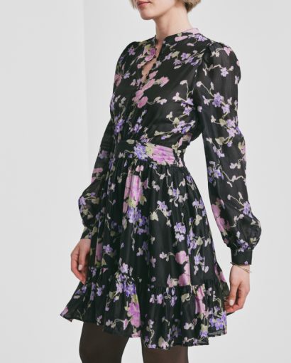 Striped organza flounce dress - Midnight viola