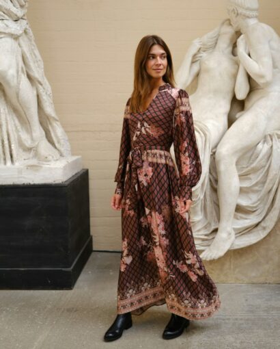 Nova botanical border dress - Black