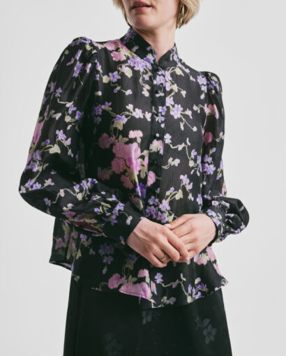 Striped Organza Blouse - Midnight viola