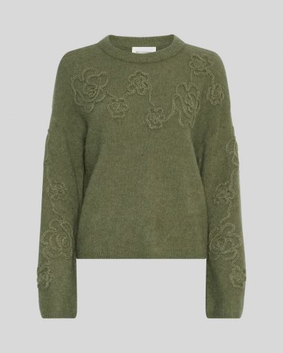 Miabelle hope pullover EMB - Olivine flower