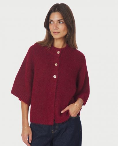 Benuta Fluffy knit cardigan - Dark red
