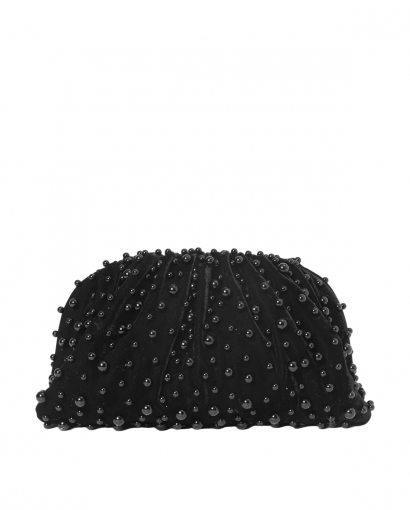 Pearly velvet clutch - Black