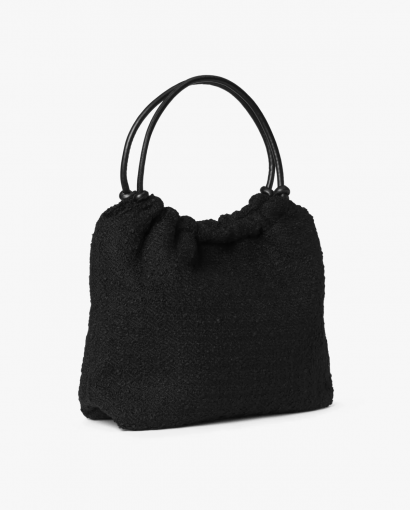 Woolen pop scrunch tote - Black