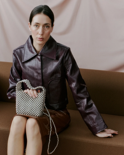 Beaded Chrome handbag - Silver