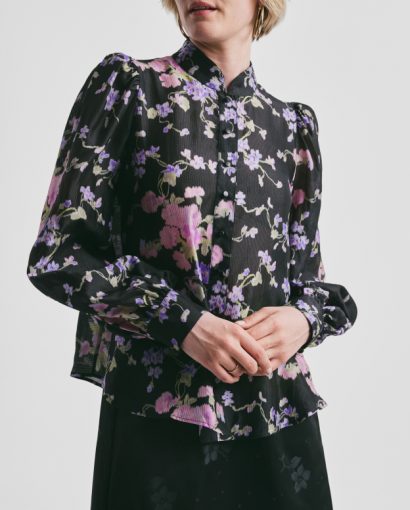 Striped Organza Blouse - Midnight viola